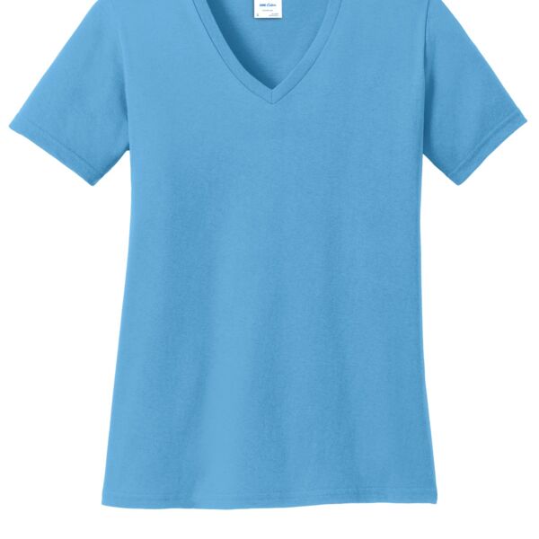 Ladies 5.4 oz 100% Cotton V Neck T-Shirt Thumbnail